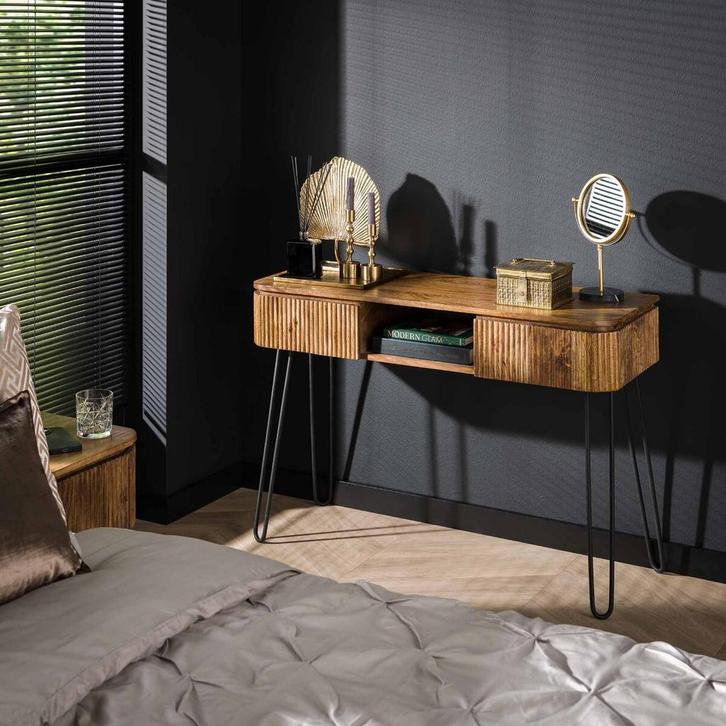 Sedona kaptafel 110 cm mangohout zandkleur - OUTLET B, Huis en Inrichting, Stoelen, Nieuw, Ophalen of Verzenden
