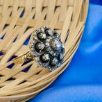 Bicolor gouden Victoriaanse ring met roos geslepen diaman..., 18 tot 19, Gebruikt, Overige kleuren, Ophalen of Verzenden