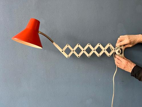 Red and White Hala Vintage Scissor Wall Lamp, Huis en Inrichting, Lampen | Wandlampen, Ophalen of Verzenden