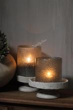 Cilinder windlicht Dew grey bubbels 15 x 15 cm, Huis en Inrichting, Ophalen of Verzenden, Nieuw