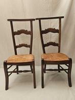 Fauteuil - Set van Antieke Houten Fauteuils met Rieten, Antiek en Kunst