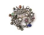 18 krt. geelgouden met zilveren broche met diamant, Sieraden, Tassen en Uiterlijk, Broches, Gebruikt