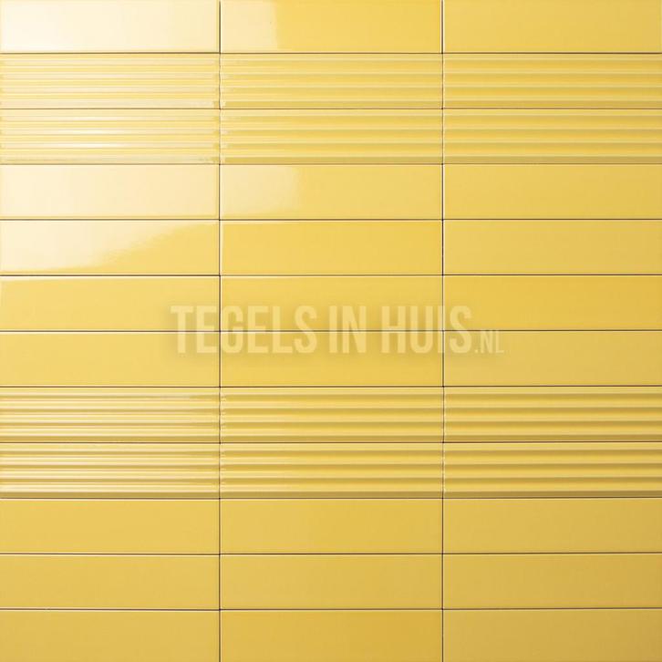 Wandtegel costa nova decor ribbel praia geel glans 5x20, Doe-het-zelf en Verbouw, Tegels, Wandtegels, Nieuw, 10 m² of meer, Keramiek
