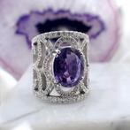 18 Krt. Witgouden koninklijke ring | 3,00 ct. Diamanten &..., Sieraden, Tassen en Uiterlijk, Ringen, 18 tot 19, Gebruikt, Overige kleuren