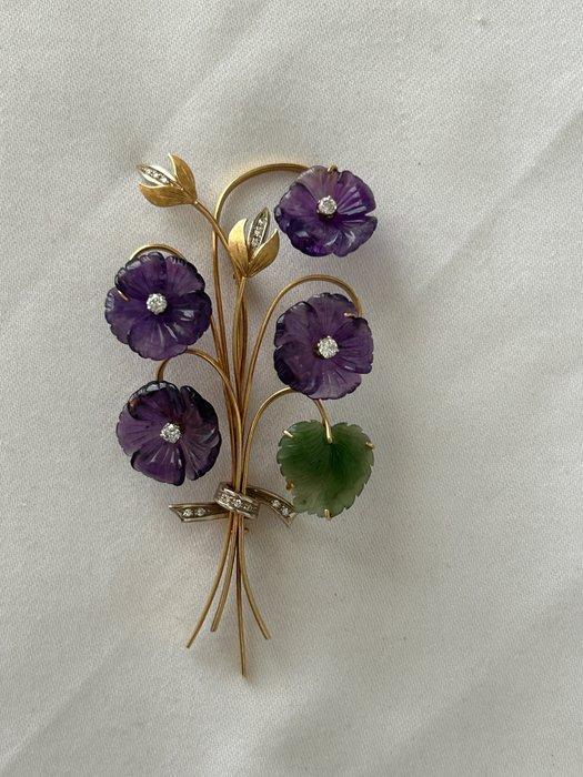 Broche - 18 karaat Geel goud, Witgoud, Sieraden, Tassen en Uiterlijk, Antieke sieraden