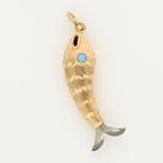 Hanger - 18 karaat Geel goud, Witgoud Turquoise - Bicolor