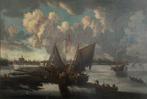 Ecole Flamande (XVII) - Bateaux échoués devant une ville