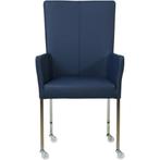 Leren eetkamerstoel Deal met armleuning - Toledo Kobalt, Ophalen of Verzenden, Nieuw, Leer, Modern