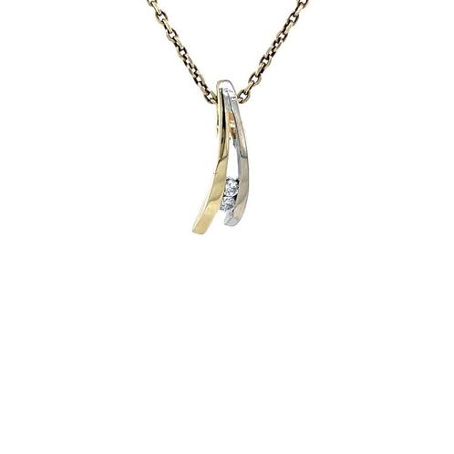 Gouden hanger met zirkonia 14 karaat, Sieraden, Tassen en Uiterlijk, Kettinghangers, Wit, Zo goed als nieuw, Goud, Verzenden