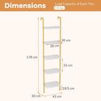 2dekans | Coast 5-laags ladderrek boekenrek - wit -, Huis en Inrichting, Woonaccessoires | Wandplanken en Boekenplanken, Ophalen of Verzenden