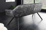 Eetkamerbank PAPILLON 165cm grijs fluweel met rugleuning, Ophalen of Verzenden, Nieuw