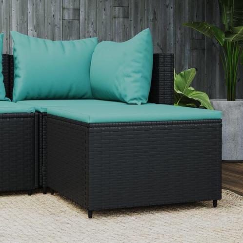 vidaXL Voetensteun met kussen poly rattan zwart, Tuin en Terras, Tuinsets en Loungesets, Nieuw, Rotan, Verzenden