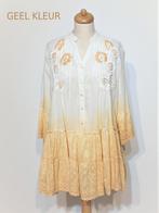 Katoenen tuniek in GEEL, broderie, volant, 7/8 mouwen, Maat, Kleding | Dames, Nieuw