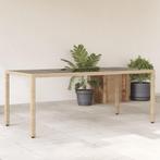 vidaXL Tuintafel met glazen blad 190x90x75 cm poly rattan, Verzenden, Nieuw