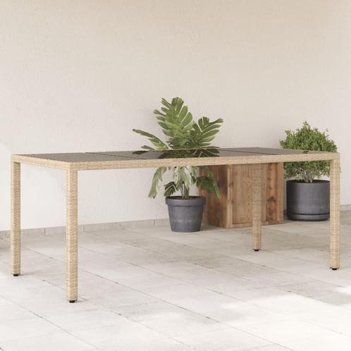 vidaXL Tuintafel met glazen blad 190x90x75 cm poly rattan, Tuin en Terras, Tuintafels, Nieuw, Verzenden