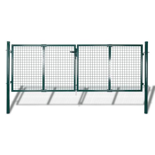 vidaXL Poort 306x175 cm staal groen, Tuin en Terras, Tuinpoorten, Nieuw, Verzenden