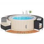 vidaXL Hottub-ombouw poly rattan en massief acaciahout zwart, Verzenden, Nieuw