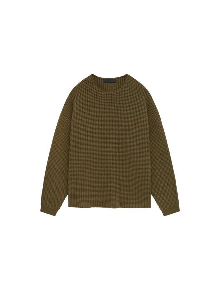 Fear of God Essentials Heavy Waffle Crewneck Military -, Kleding | Heren, Truien en Vesten, Ophalen of Verzenden