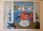 Yves Ganne (1931) - Bouquet de fleurs et voilier EA signée