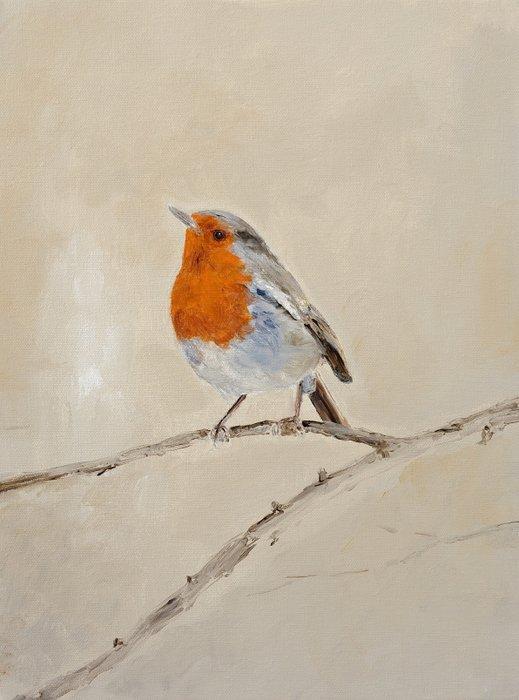 Matthieu van Riel - Roodborstje, Antiek en Kunst, Kunst | Schilderijen | Modern