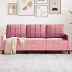 vidaXL Driezitsbank 180 cm fluweel roze, Verzenden, Nieuw, Driepersoons, Stof