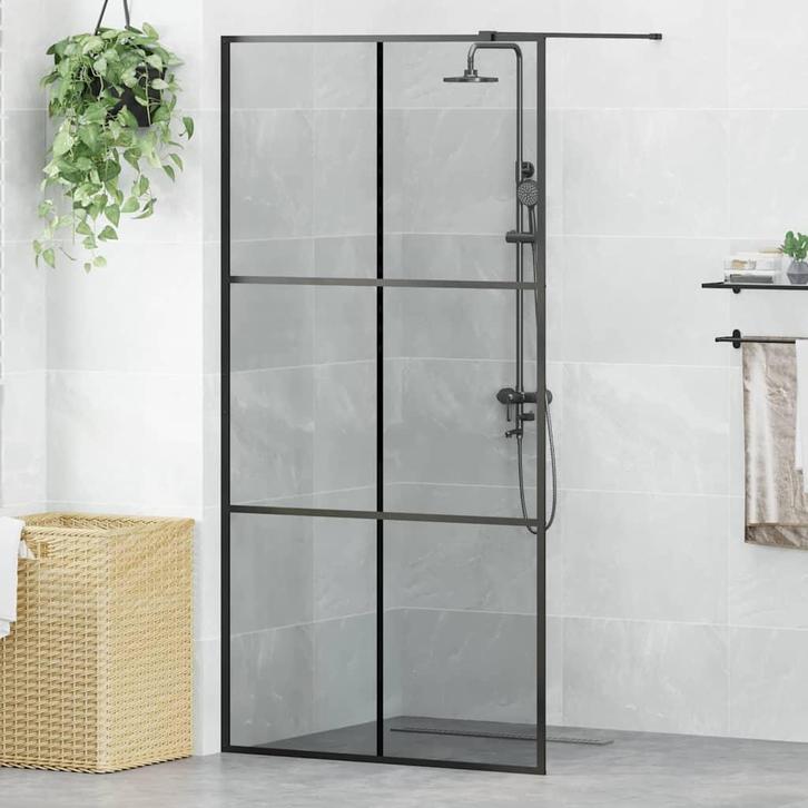 vidaXL Inloop Douche Wand Zwart 100 x 195 cm gehard glas, Doe-het-zelf en Verbouw, Sanitair, Nieuw, Verzenden