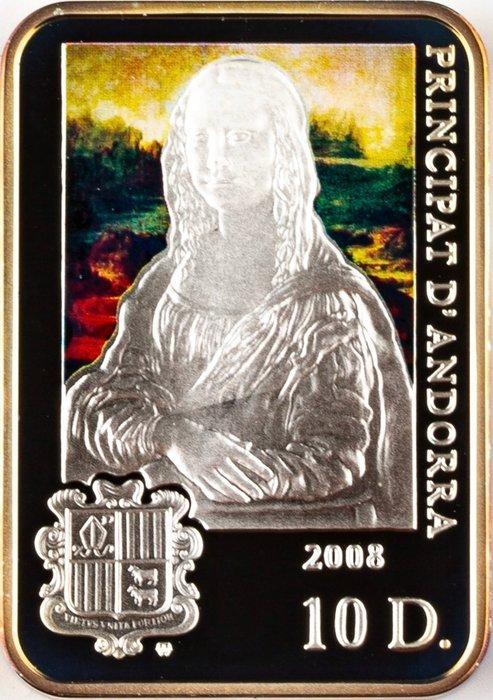 Andorra. 10 Diners 2008 Mona Lisa by Leonardo da Vinci, Postzegels en Munten, Munten | Europa | Niet-Euromunten