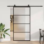 vidaXL Schuifdeur met beslagset 102,5x205 cm ESG glas zwart, Doe-het-zelf en Verbouw, Verzenden, Nieuw