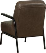 Donkerbruine leren industriële retro fauteuil - Vintage leer, Huis en Inrichting, Fauteuils, Nieuw, Ophalen of Verzenden, 50 tot 75 cm