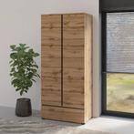 Kledingkast Crotone - Eiken - 2-Deurs met Lade, Huis en Inrichting, Kasten | Kledingkasten, Verzenden, Nieuw, Met lade(s)