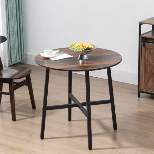 Nieuw Ronde Eettafel Vintage Look – Rustiek Bruin (80x76cm), Huis en Inrichting, Tafels | Sidetables, 50 tot 100 cm, 25 tot 50 cm