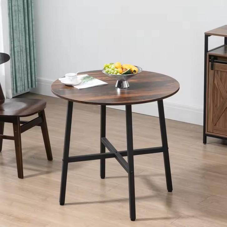 Nieuw Ronde Eettafel Vintage Look – Rustiek Bruin (80x76cm), Huis en Inrichting, Tafels | Sidetables, 50 tot 100 cm, 25 tot 50 cm
