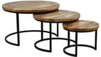 Salontafel Daan set 3 tafels - Zwart of Wit  Diameter 80 cm, Huis en Inrichting, 50 tot 100 cm, Minder dan 50 cm, Nieuw, Rond