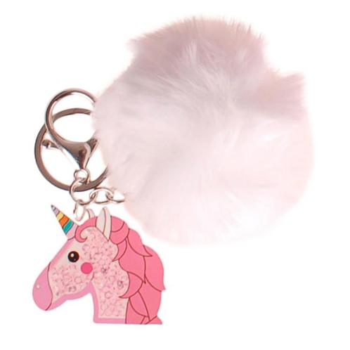 Sleutelhanger met Clip - Witte Pompom & Eenhoorn Transparant, Verzamelen, Sleutelhangers, Nieuw, Ophalen of Verzenden