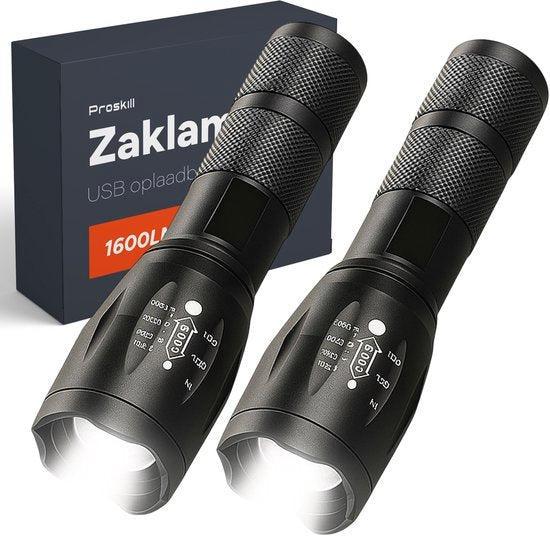 Tweedekans | Zaklamp LED oplaadbaar - 2 stuks - incl, Huis en Inrichting, Lampen | Losse lampen, Zo goed als nieuw, Ophalen of Verzenden