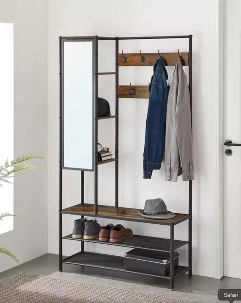 Garderobekast met Spiegel, Kapstok en Schoenenbank Vintage, Huis en Inrichting, Woonaccessoires | Kapstokken, Wandkapstok, Nieuw