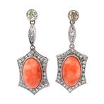 Platina vintage art deco entourage oorhangers met, Sieraden, Tassen en Uiterlijk, Oorbellen, Ophalen of Verzenden, Nieuw