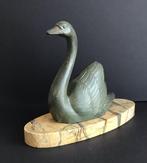 sculptuur, Belle sculpture Cygne majestueux sur socle en
