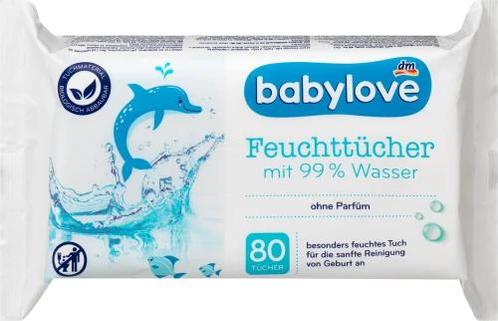 Babylove Vochtige doekjes met 99% water, 80 stuks, Kinderen en Baby's, Badjes en Verzorging, Verzenden