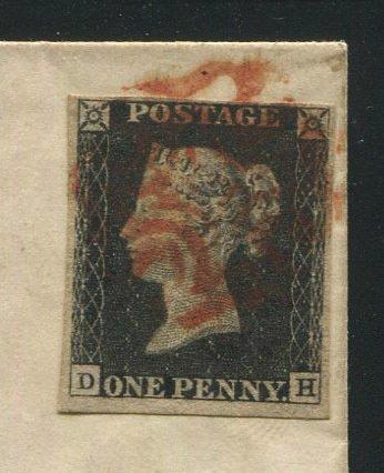 Groot-Brittannië 1840 - Penny black (4 randen) op originele, Postzegels en Munten, Postzegels | Europa | UK