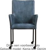 Set van 6 Leren eetkamerstoelen - met wieltjes en armleuning, Huis en Inrichting, Stoelen, Overige kleuren, Nieuw, Leer, Ophalen of Verzenden