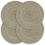 vidaXL Placemats 4 st rond 38 cm jute effen grijs, Verzenden, Nieuw, Grijs
