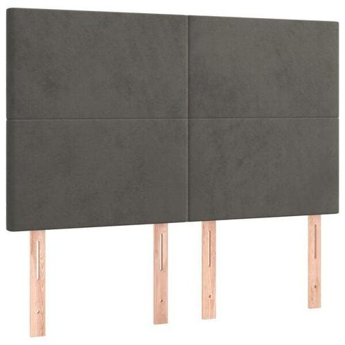 4x Fluwelen Hoofdbord | Tweedekansje | Donkergrijs, Huis en Inrichting, Slaapkamer | Bedden, 140 cm, Verstelbaar, Grijs, Nieuw