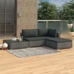 vidaXL 4-delige Loungeset met kussens poly rattan grijs, Tuin en Terras, 4 zitplaatsen, Nieuw, Loungeset, Verzenden