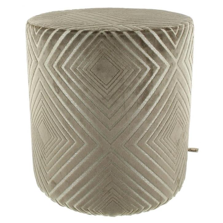 Poef Claudi Lobelle Dark Sand - Ø 42x48cm, Huis en Inrichting, Slaapkamer | Nachtkastjes