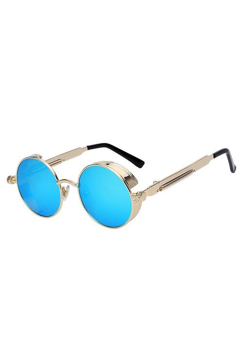 Ronde Zonnebril Steampunk Vintage Goud Montuur Rond Blauwe S, Sieraden, Tassen en Uiterlijk, Zonnebrillen en Brillen | Heren, Blauw