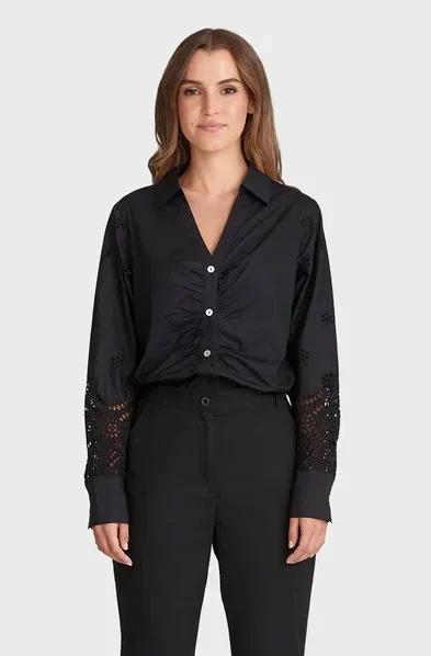 -50% Maicazz  Maicazz Justus blouse black  maat 40, Kleding | Dames, Blouses en Tunieken, Zwart, Nieuw, Verzenden