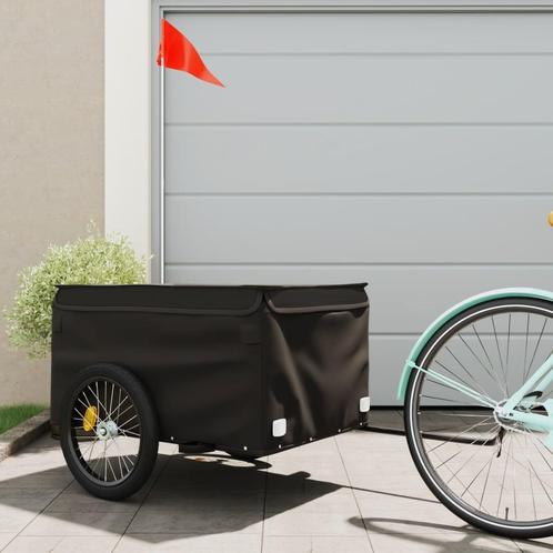 vidaXL Fietstrailer 45 kg ijzer zwart, Fietsen en Brommers, Fietsaccessoires | Aanhangers en Karren, Nieuw, Verzenden