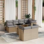 vidaXL 8-delige Loungeset met kussens poly rattan beige, Nieuw, 8 zitplaatsen, Loungeset, Verzenden