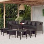 vidaXL 6-delige Tuinset met kussens poly rattan zwart, 6 zitplaatsen, Nieuw, Tuinset, Verzenden